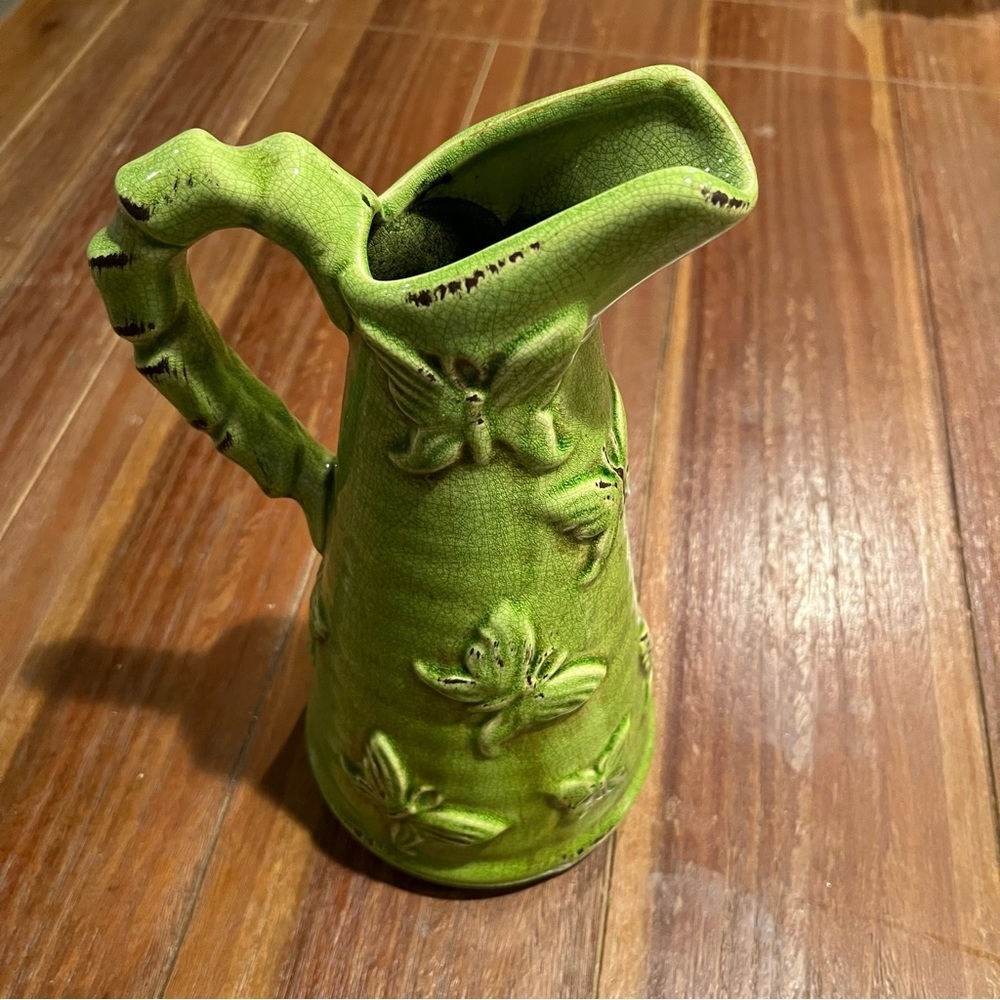 Hobby Lobby Green Floral Pitcher